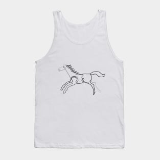 horse drawn in one black line Tank Top